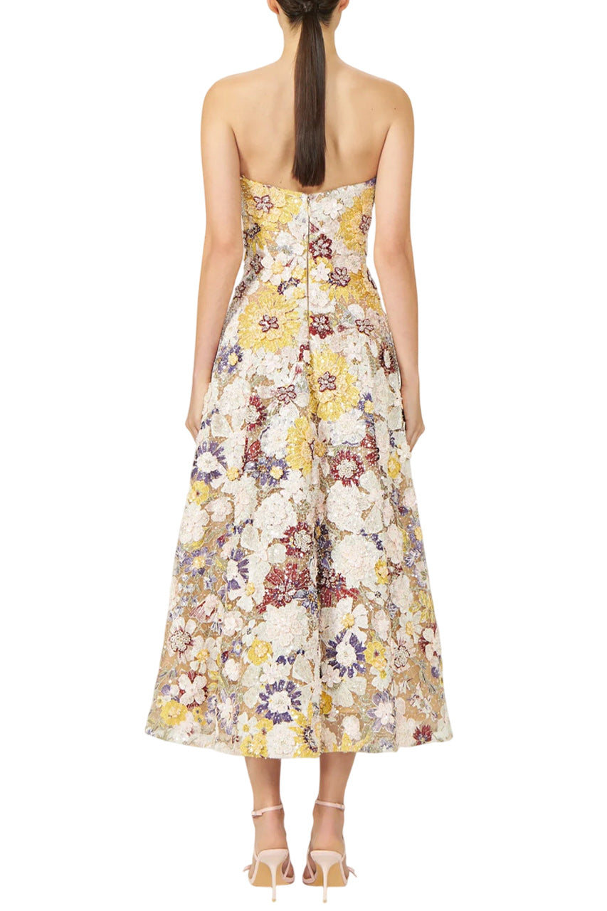 JASSA EMBROIDERED STRAPLESS DRESS