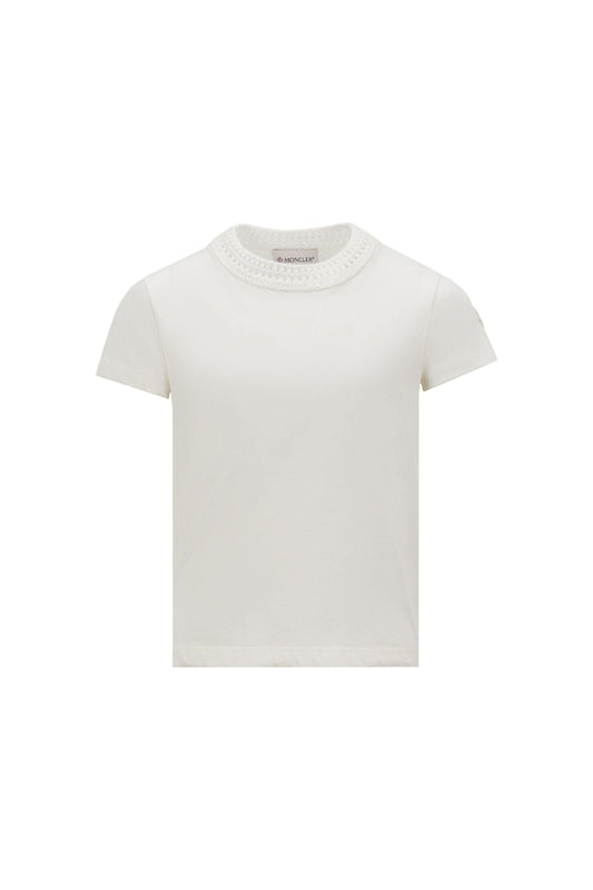 CROCHET ACCENT COTTON T-SHIRT