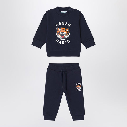 Two-piece Navy Blue Tracksuit With Logo