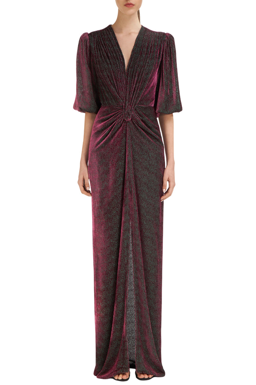 KALLISTA SILK VELVET DEVORÈ GOWN