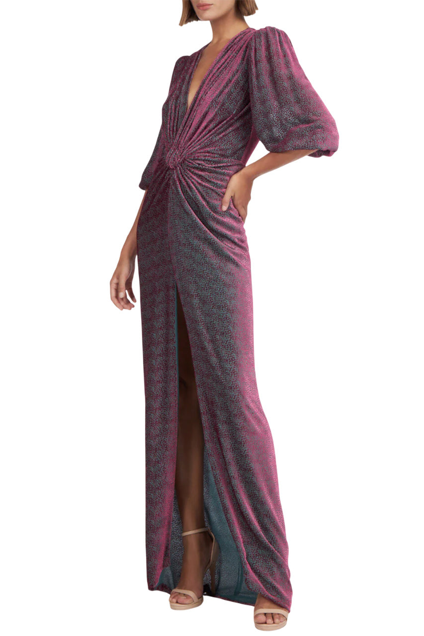 KALLISTA SILK VELVET DEVORÈ GOWN