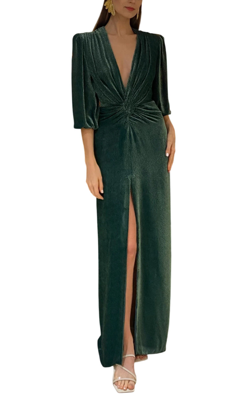 KALLISTA SILK VELVET DEVORÈ GOWN