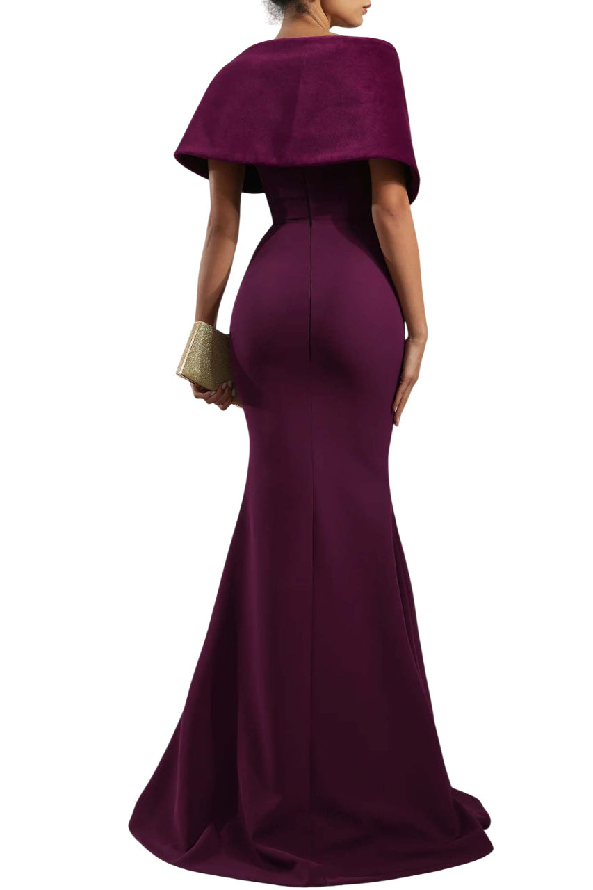 KAVYA DARK PURPLE CREPE AND VELVET GOWN