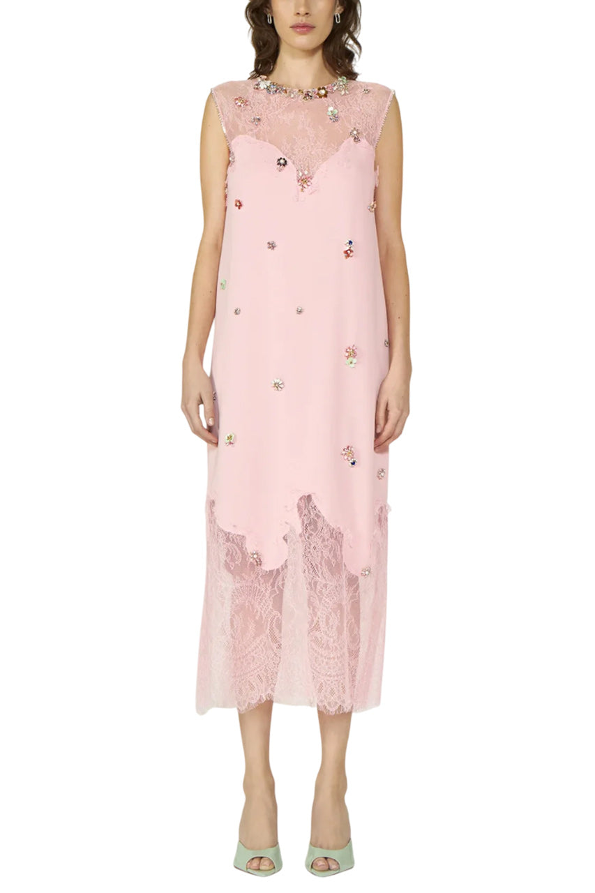 KEEVA CRYSTAL CREPE DRESS