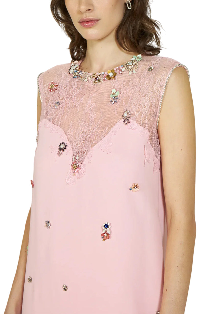 KEEVA CRYSTAL CREPE DRESS