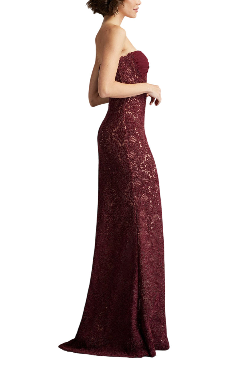 KOHLI STRAPLESS LATTICE EMBROIDERED GOWN