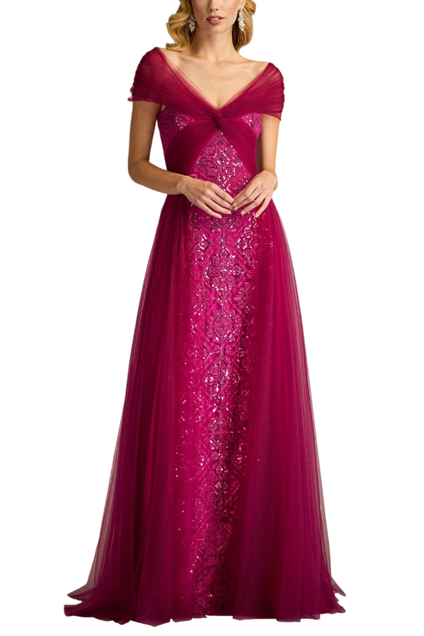 KOLLMER SEQUIN EMBROIDERED TULLE GOWN