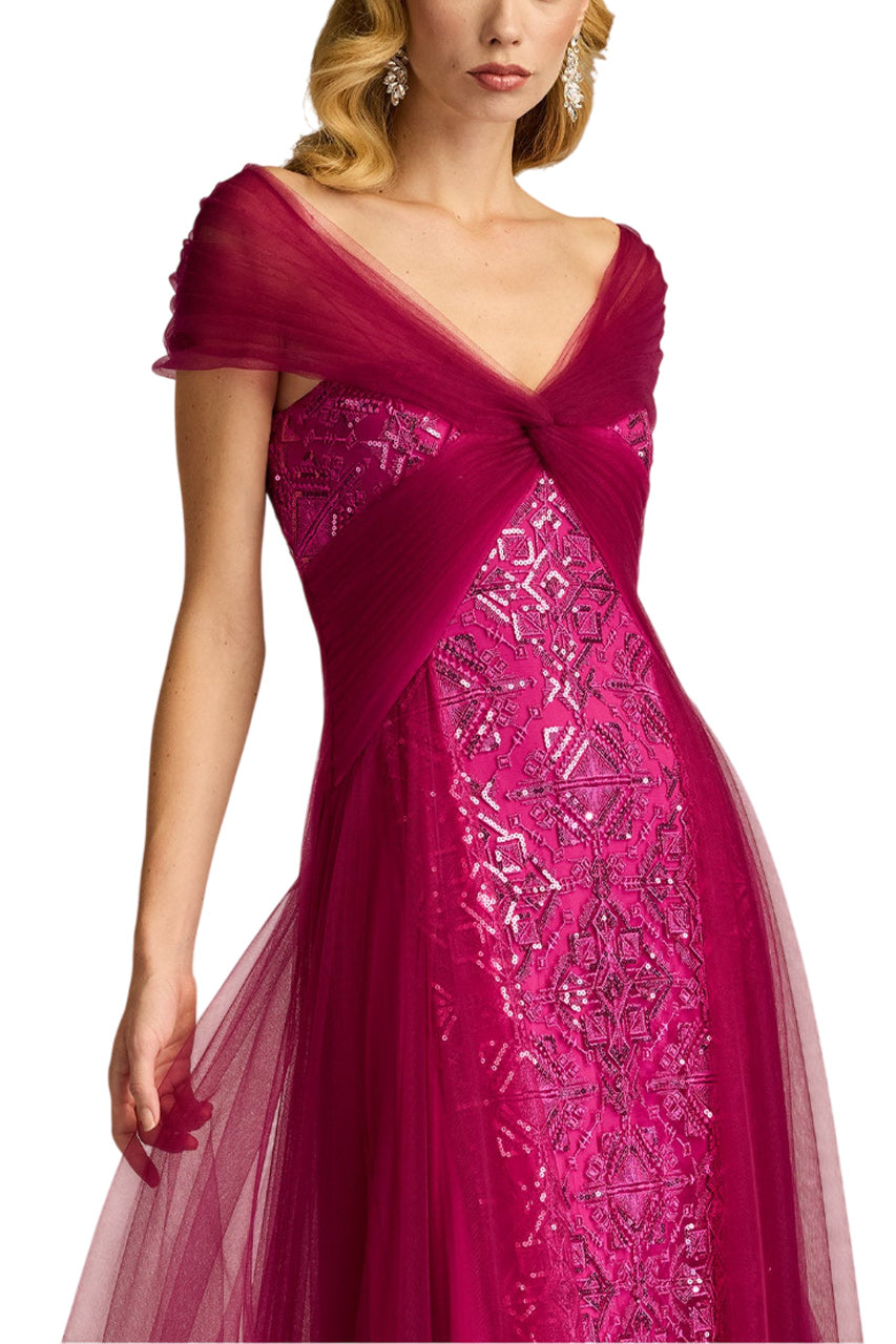 KOLLMER SEQUIN EMBROIDERED TULLE GOWN