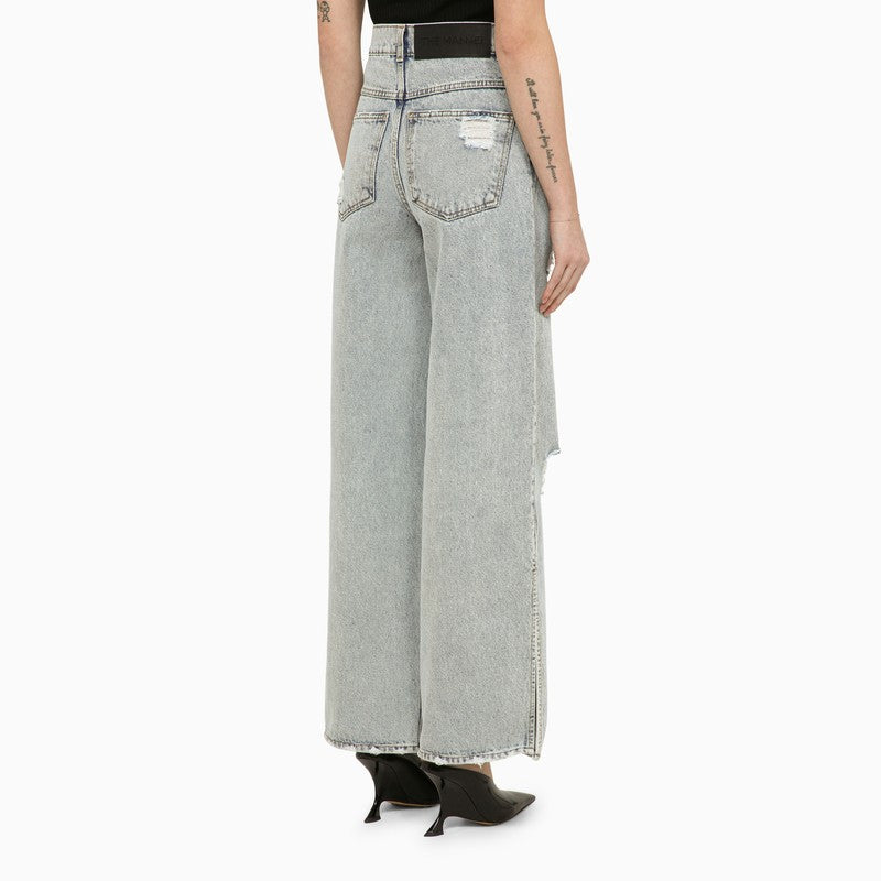 Lathi blue wide denim jeans with wear