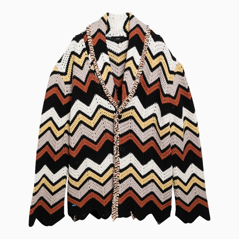 Cardigan in crochet zig zag multicolore