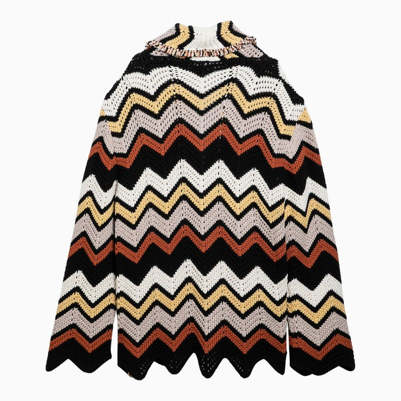 Cardigan in crochet zig zag multicolore