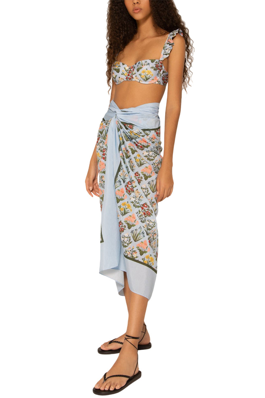 LAVANDA PRINTED COTTON-SILK PAREO