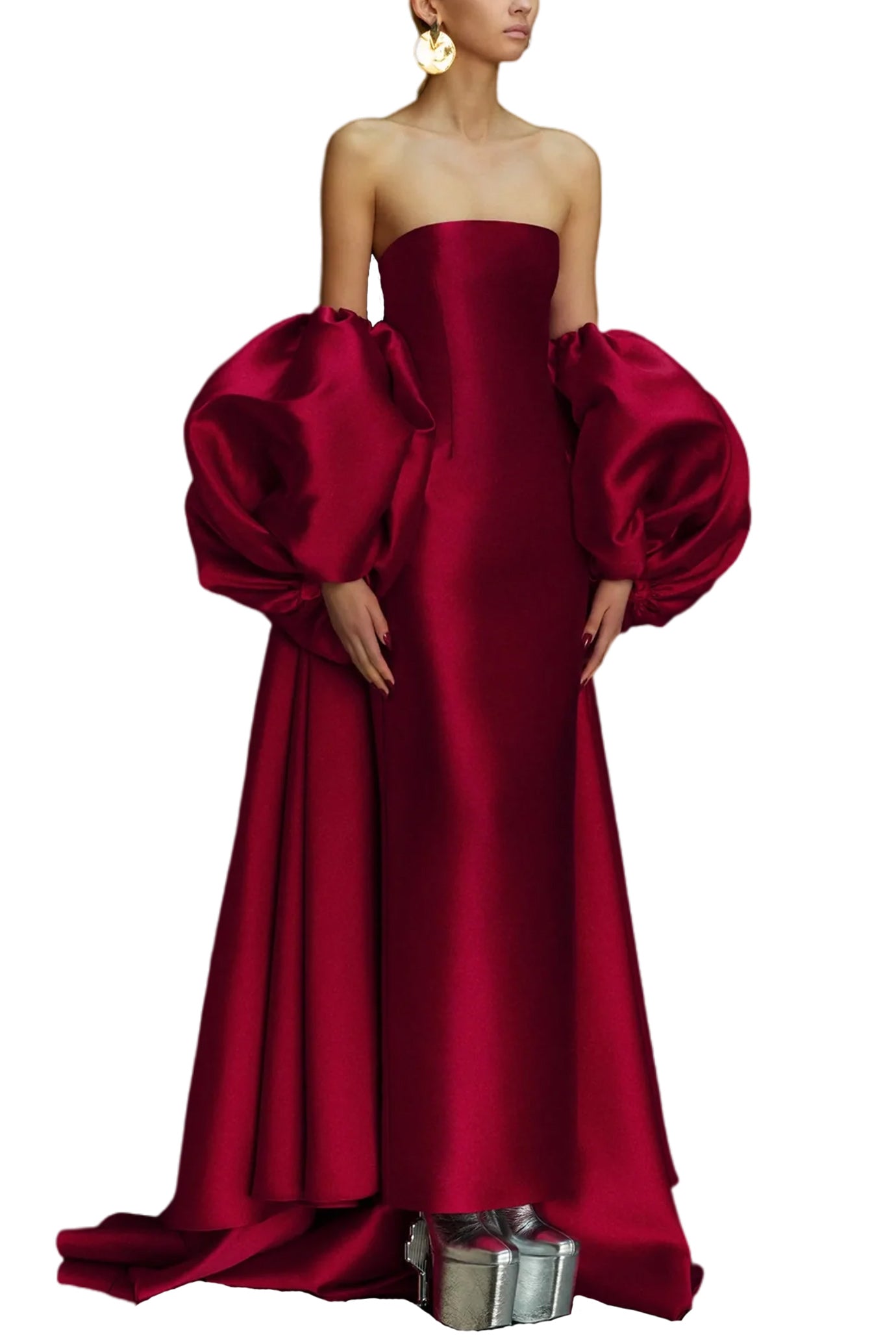 LEA PUFF-SLEEVED MAXI DRESS