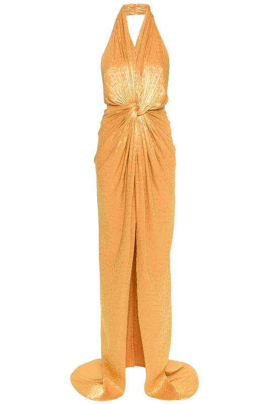 LEOPARD LUREX GEORGETTE HALTERNECK