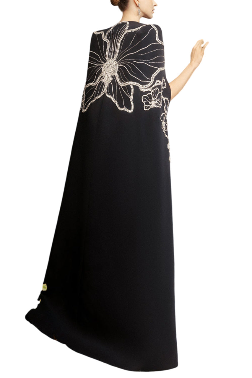 LONG CAPE WITH STRAIGHT STRAPLESS DRESS