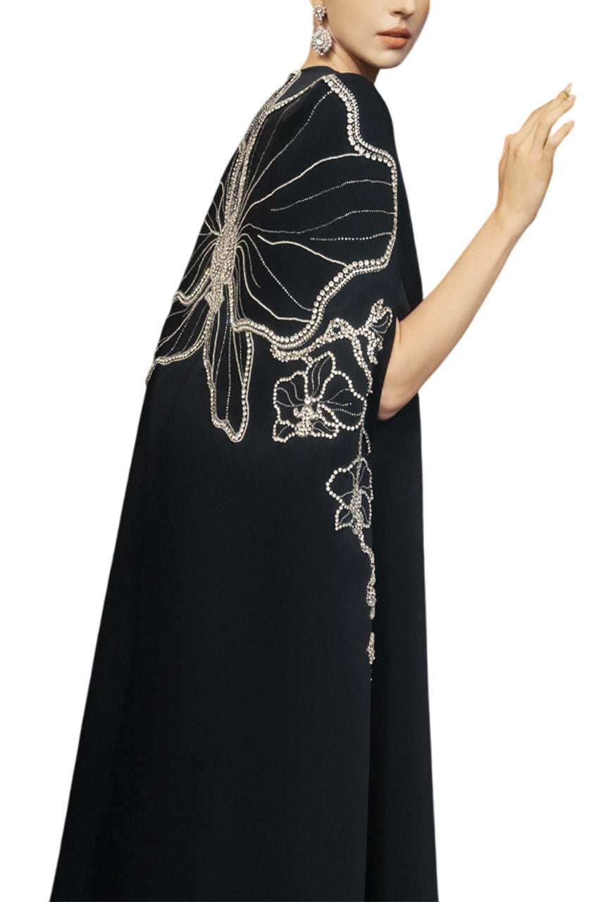 LONG CAPE WITH STRAIGHT STRAPLESS DRESS