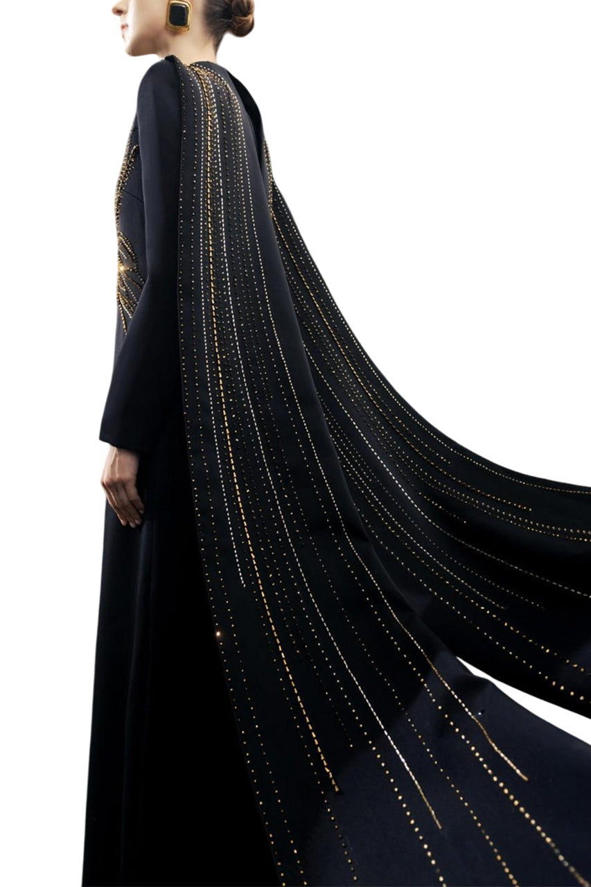 LONG FLAP CRYSTAL-EMBELLISHED DRESS