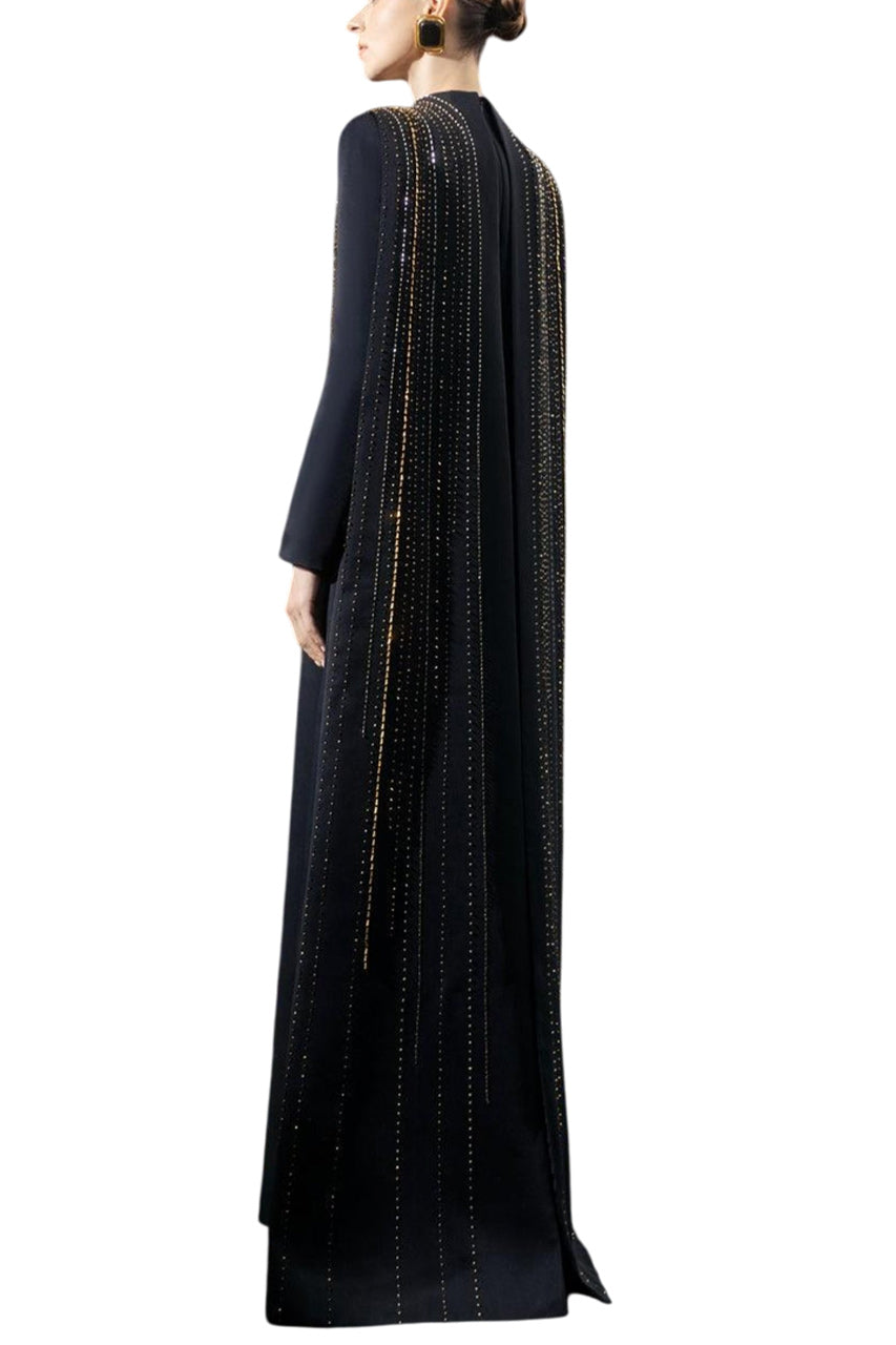 LONG FLAP CRYSTAL-EMBELLISHED DRESS