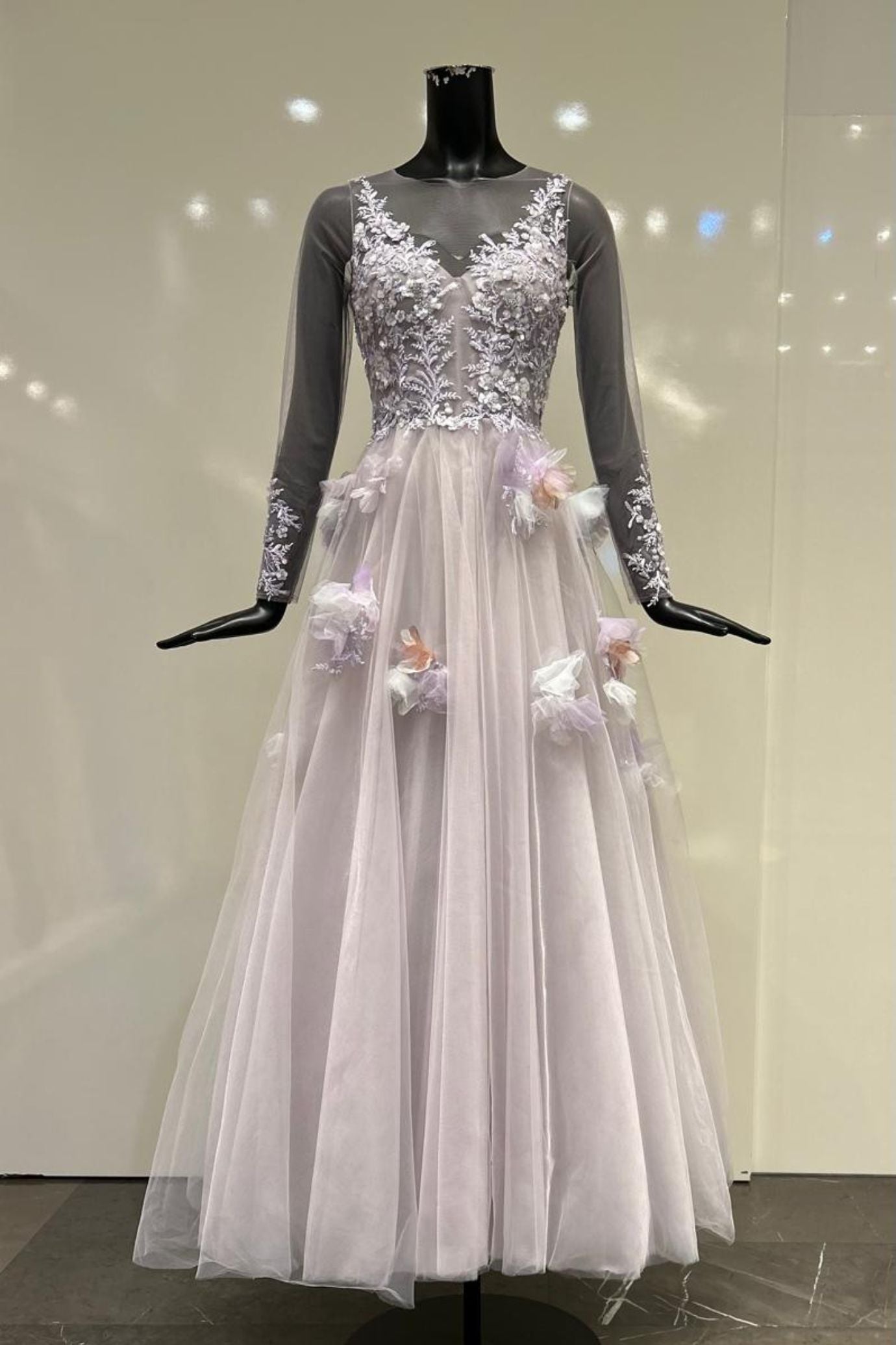 LONG SLEEVE A LINE BALL GOWN