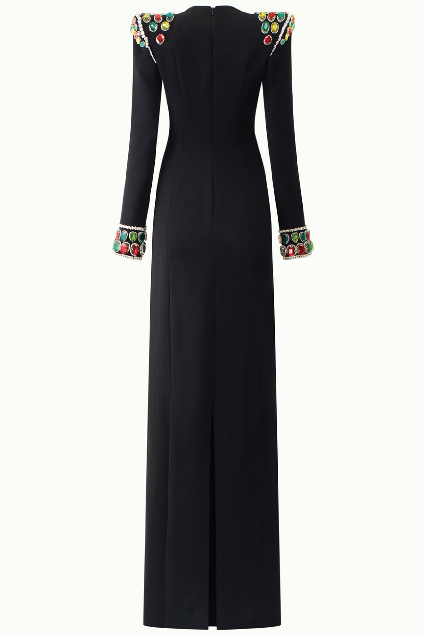 LONG SLEEVE STONE EMBELLISHED SHOULDER DRESS