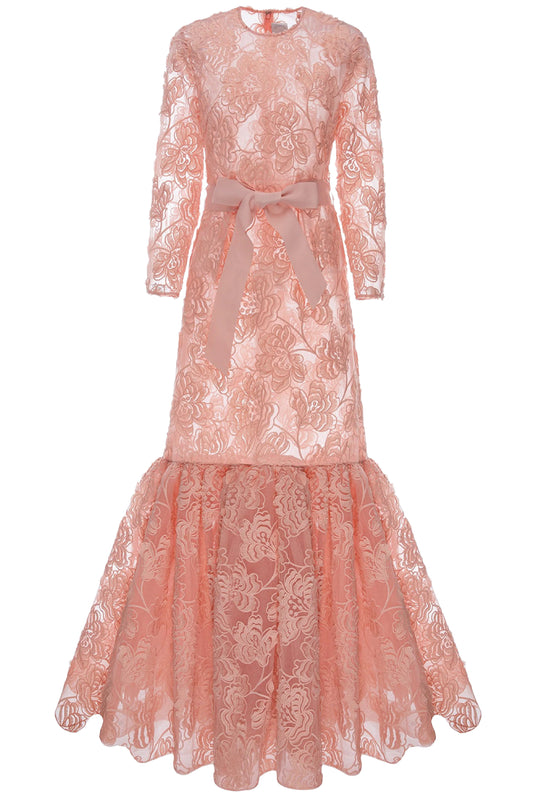 LORELEI GOWN PINK EMBROIDERED TULLE