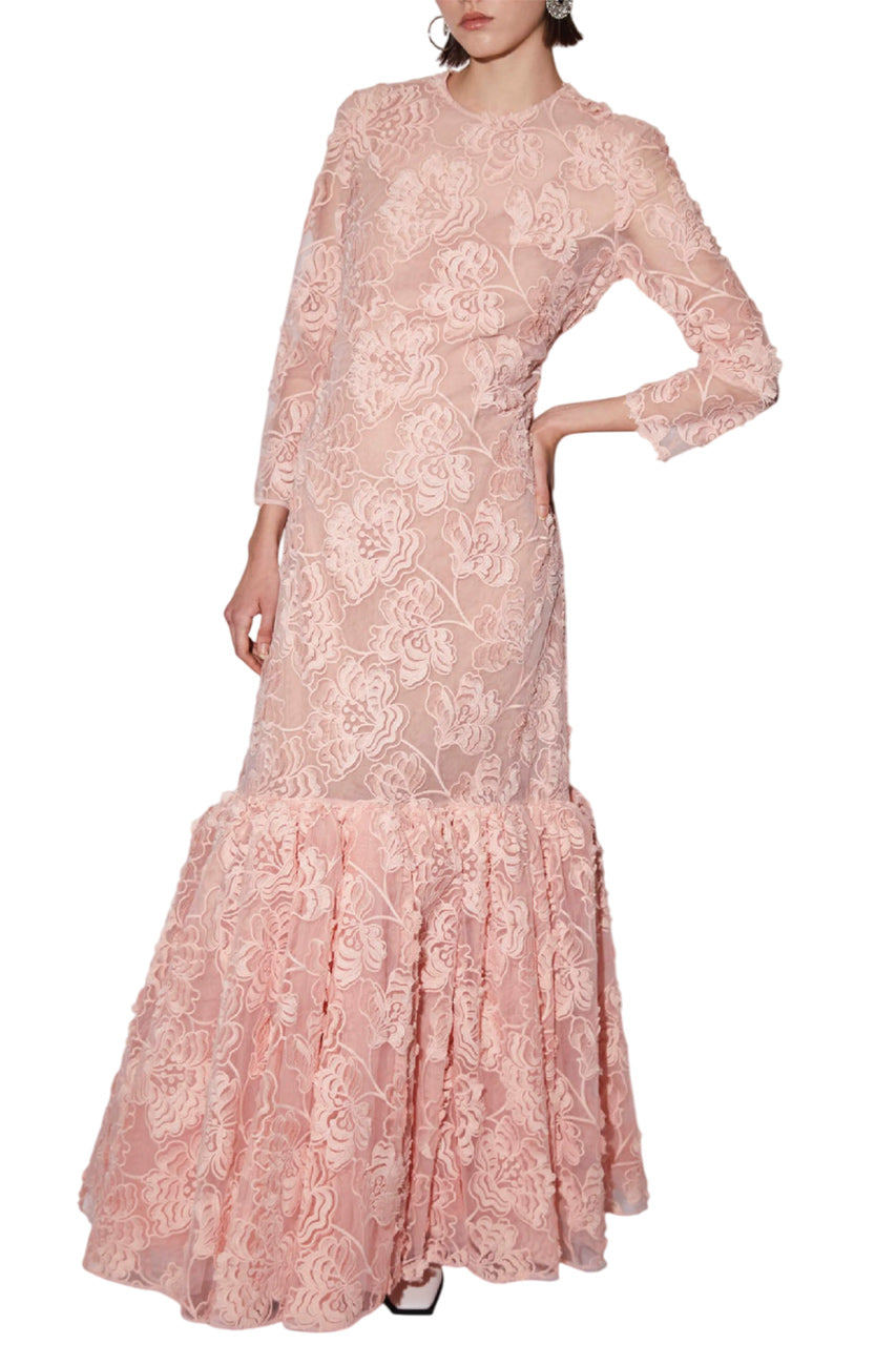 LORELEI GOWN PINK EMBROIDERED TULLE