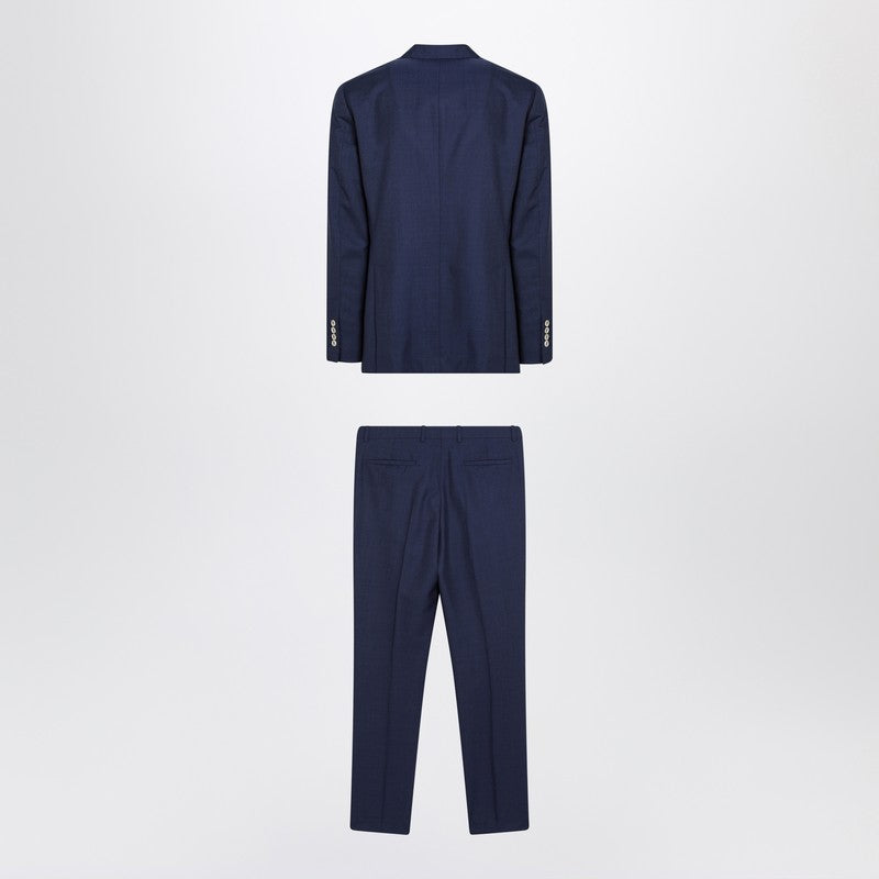 Blue single-breasted wool suit