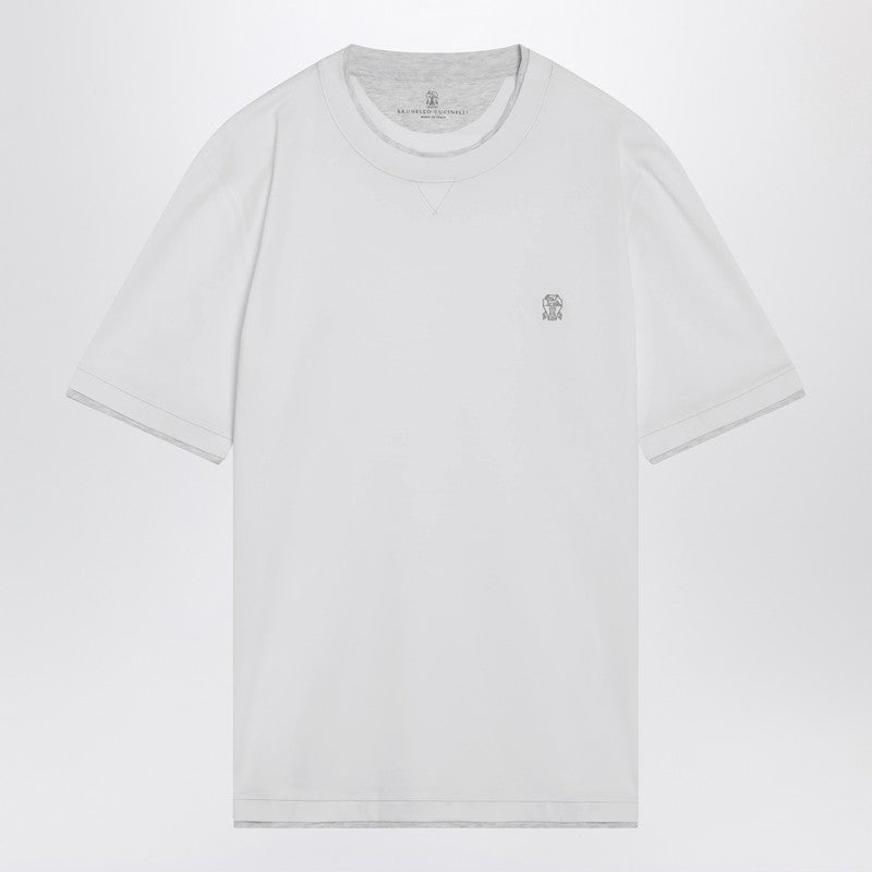 White T-shirt with faux layering effect