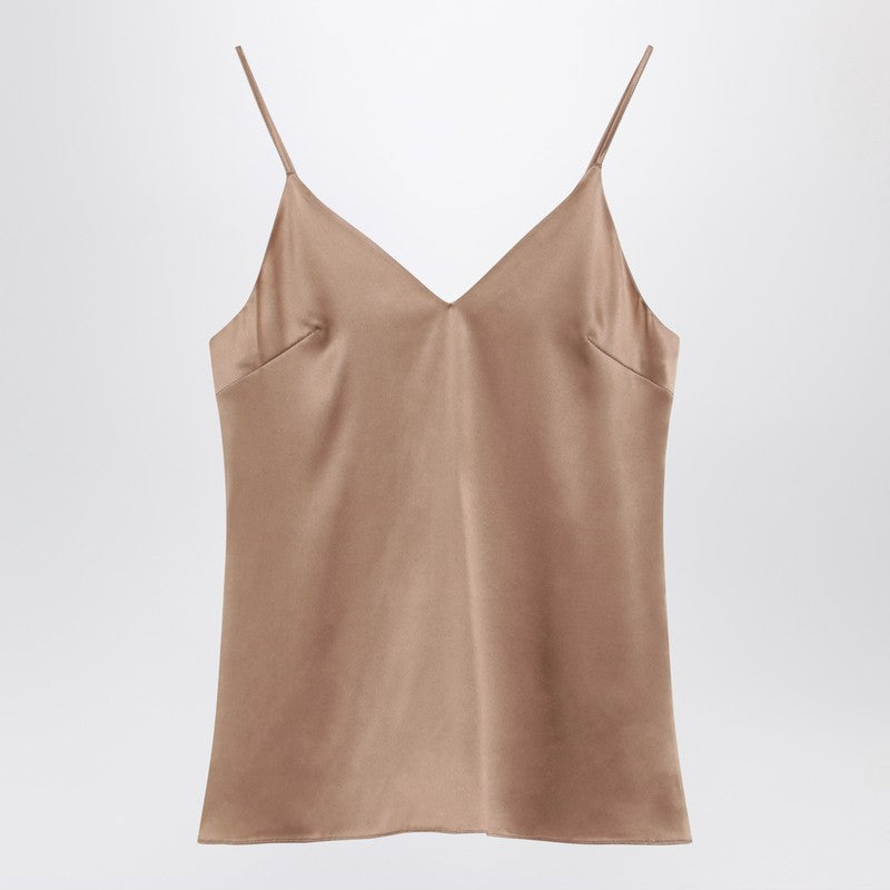 Light beige silk-blend tank top