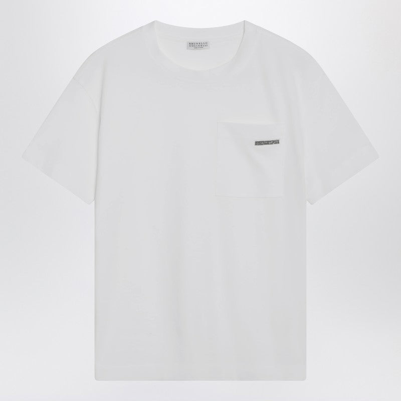 White cotton T-shirt with Shiny Tab