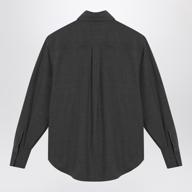 Dark Grey Shirt With Shiny Collar Detail