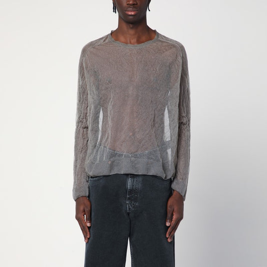 Semi-transparent Grey Sweater In Silk Blend