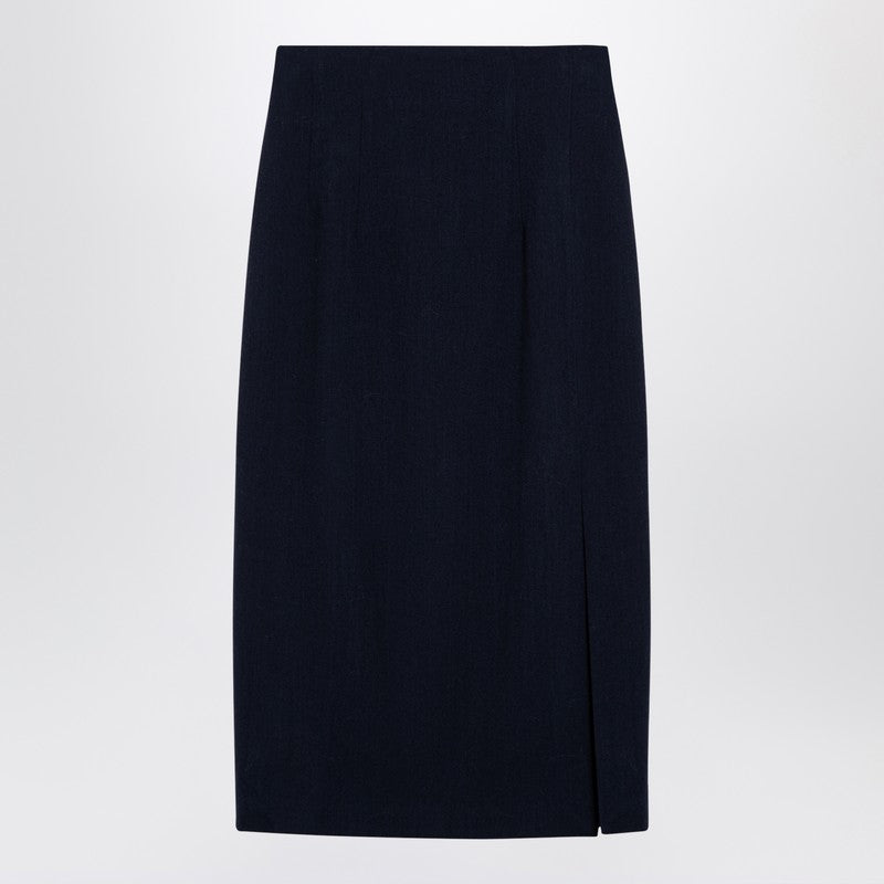 Navy Blue Wool-blend Marlo Skirt