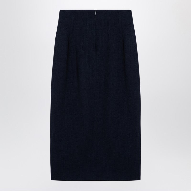 Navy Blue Wool-blend Marlo Skirt