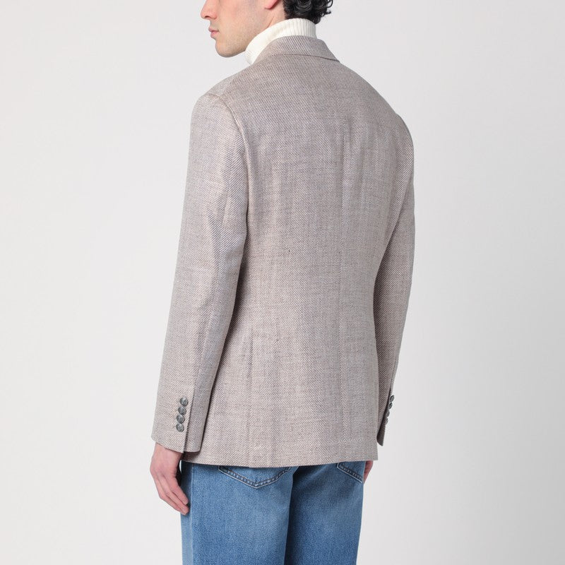 Double-breasted Jacket In Linen And Cotton