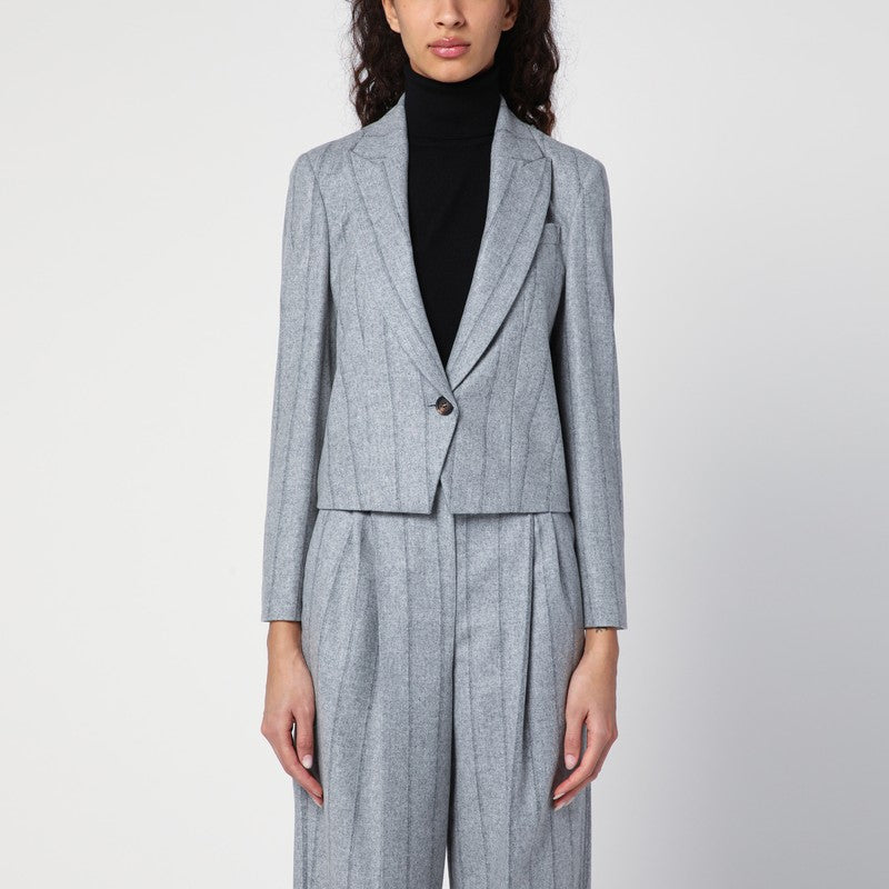 Light Grey Striped Crop Jacket