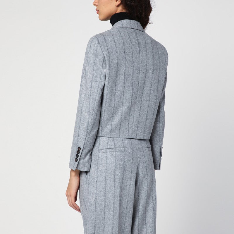 Light Grey Striped Crop Jacket