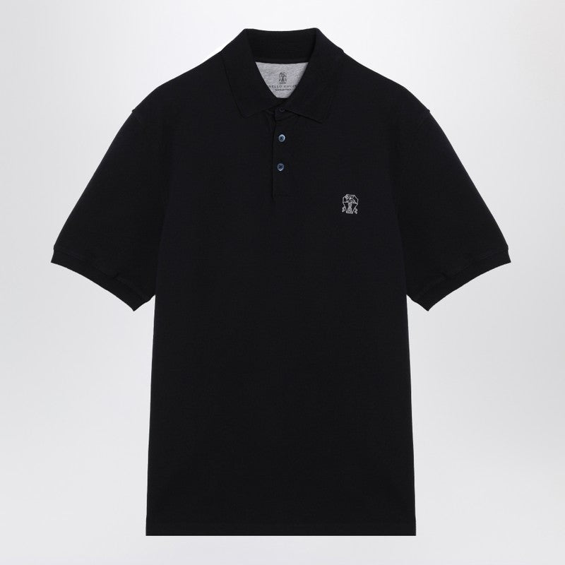 Navy blue cotton polo shirt
