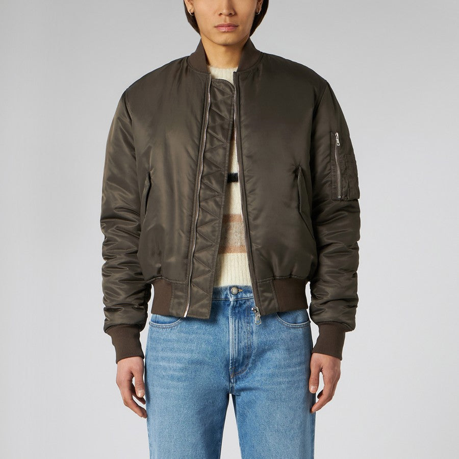 Brown Bomber Jacket with Logo Embroidery – 1989 Studio