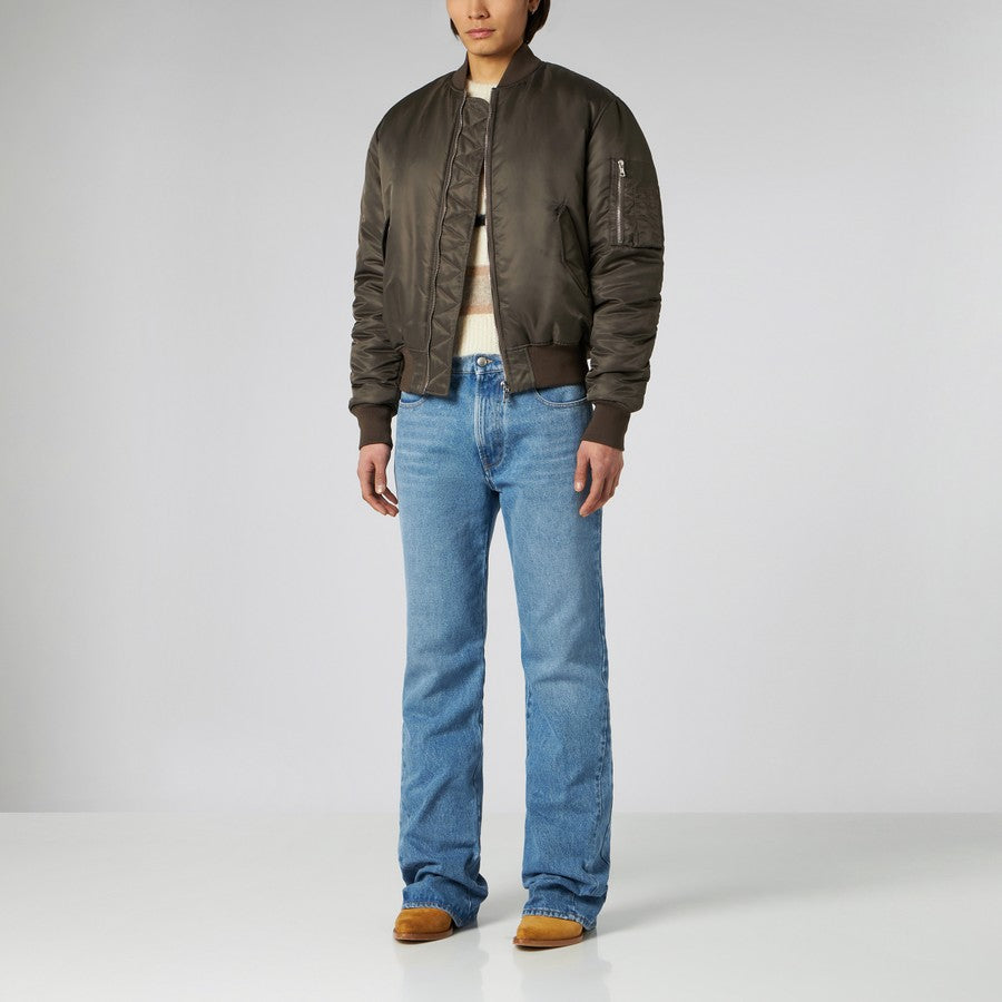 Brown Bomber Jacket with Logo Embroidery – 1989 Studio