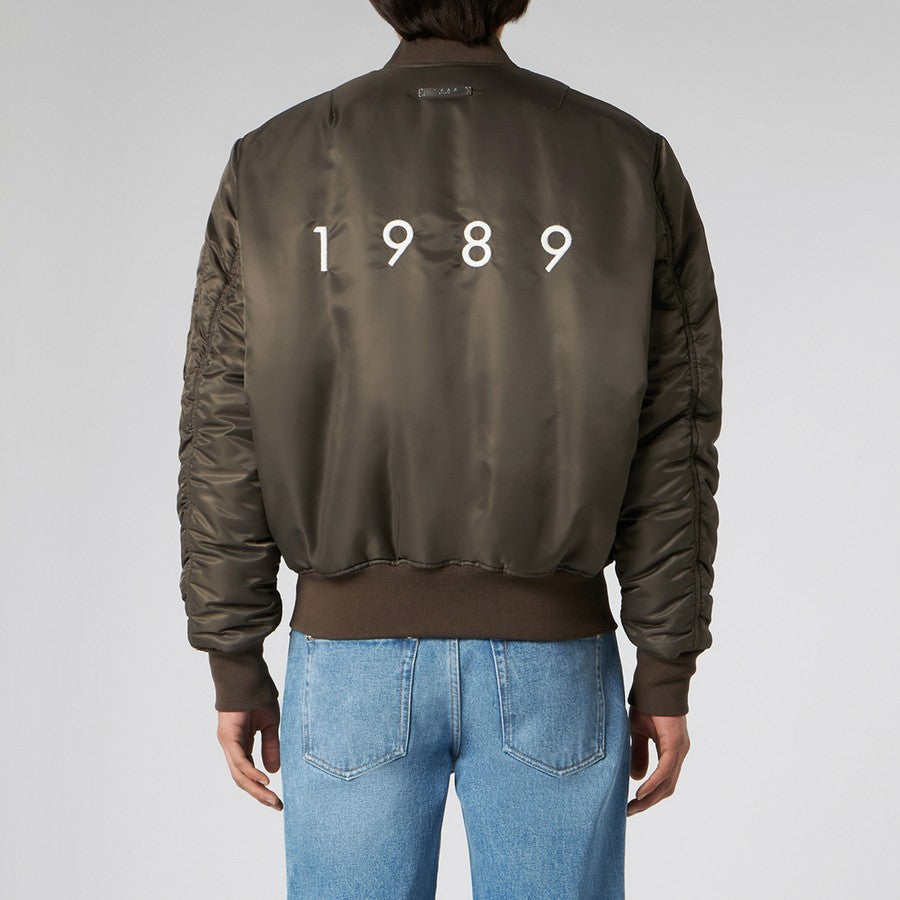 Brown Bomber Jacket with Logo Embroidery – 1989 Studio