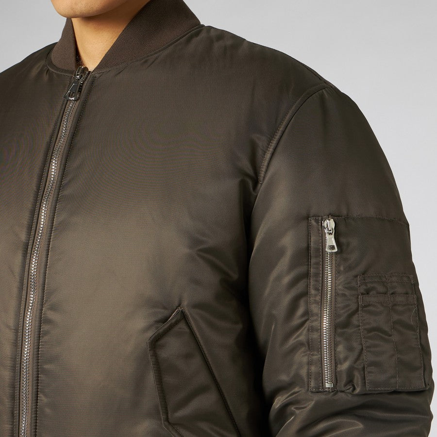 Brown Bomber Jacket with Logo Embroidery – 1989 Studio