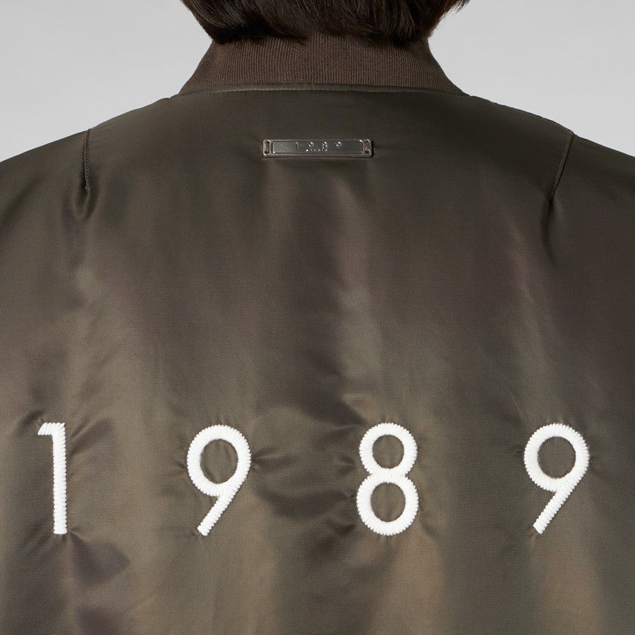 Brown Bomber Jacket with Logo Embroidery – 1989 Studio