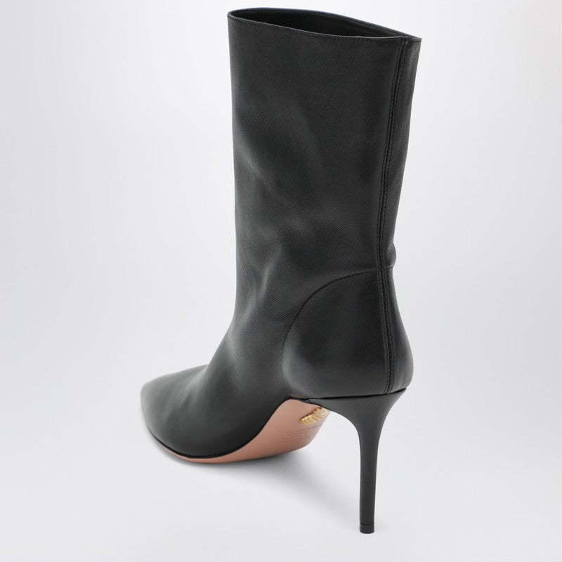 Black leather ankle boot