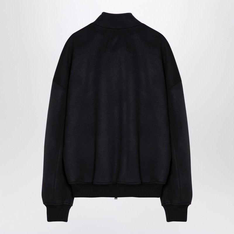 Black Wool Bomber Jacket