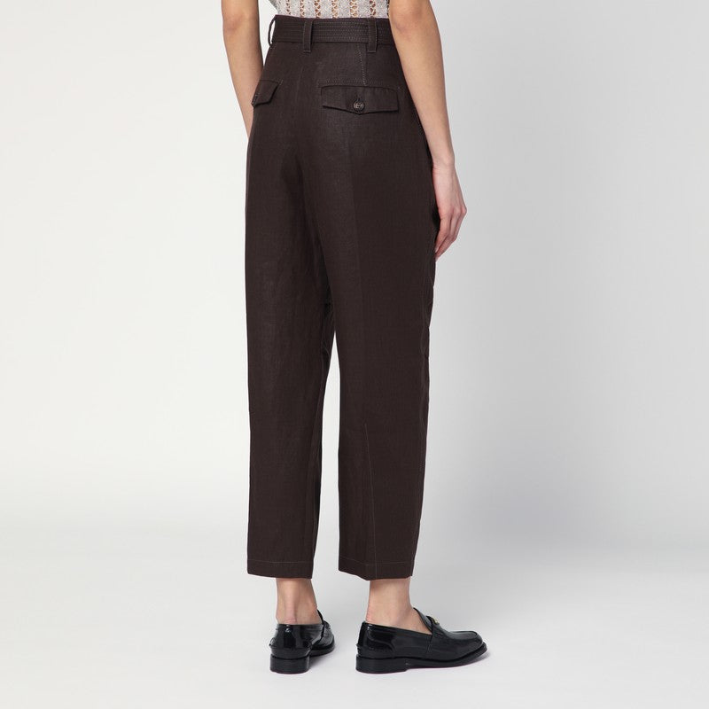 Linen Trousers With Brown Belt