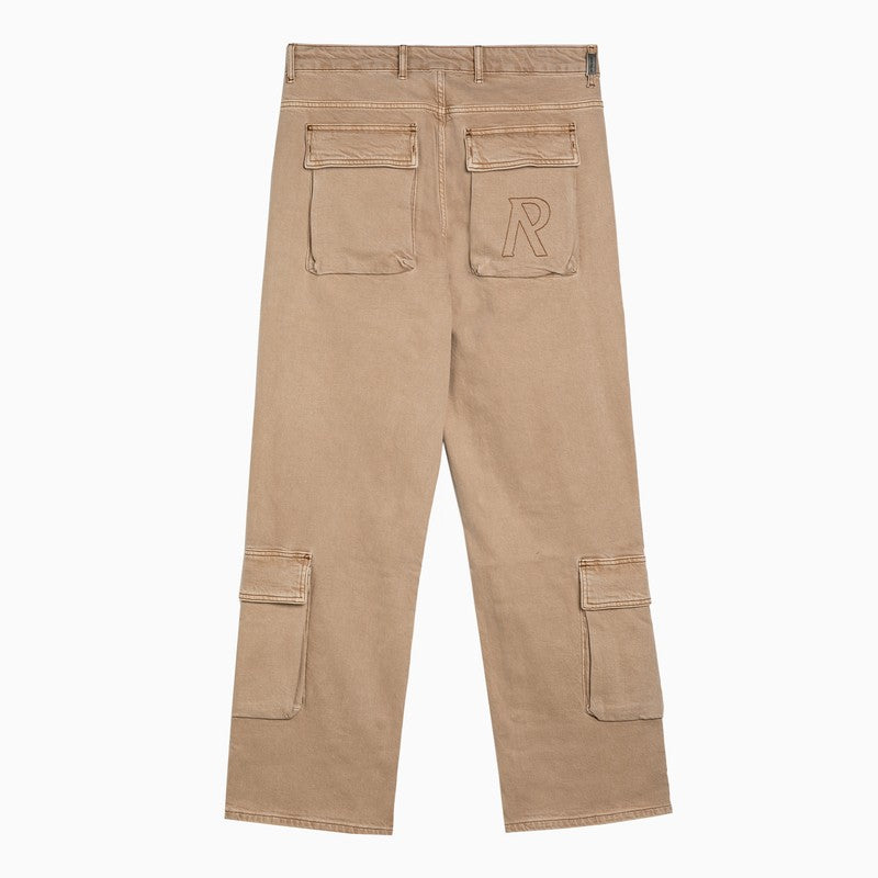 R3Ca Beige Denim Cargo Trousers