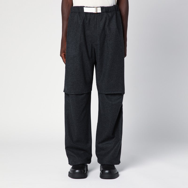 Dark Grey Track Pants In Wool