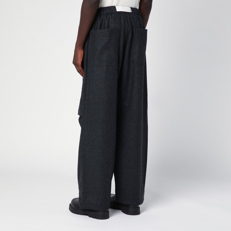 Dark Grey Track Pants In Wool