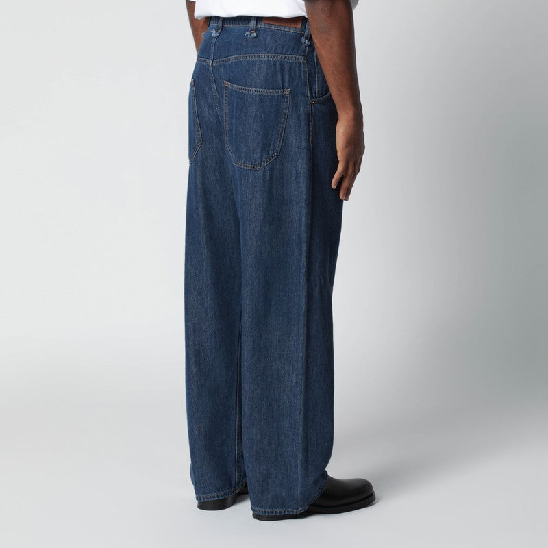 Indigo blue cotton-blend jeans